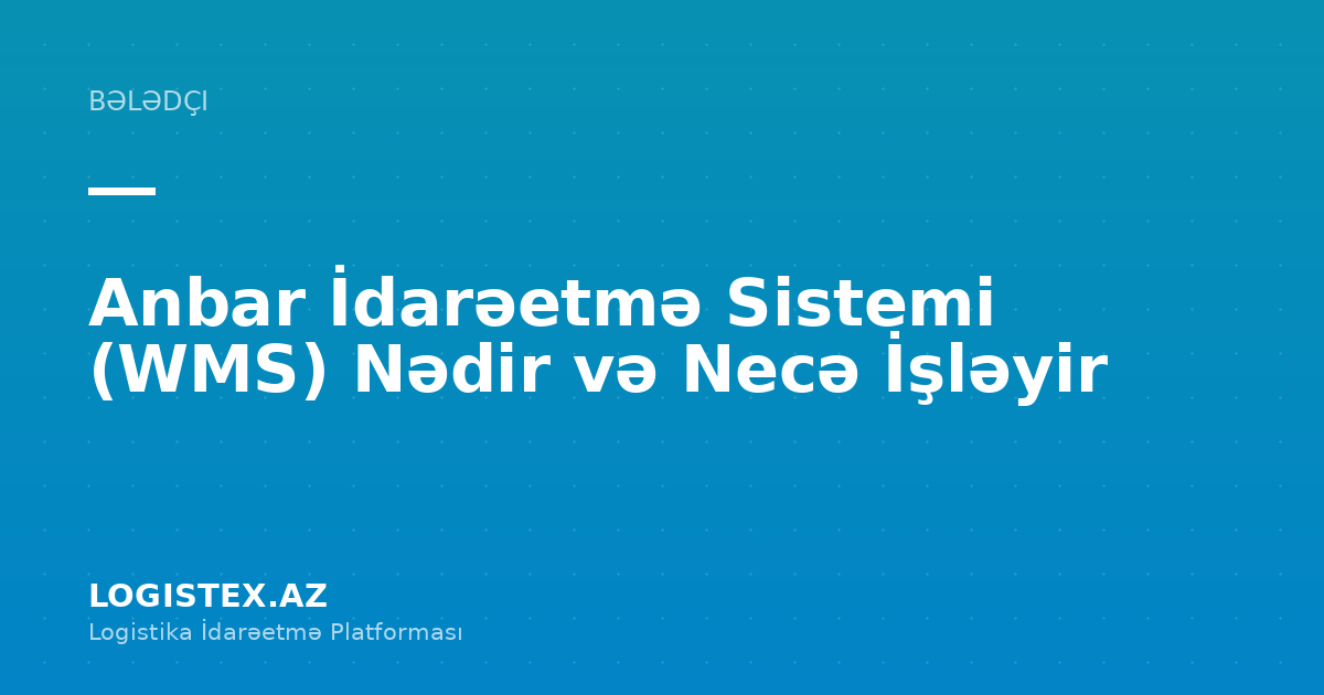Anbar İdarəetmə Sistemi (WMS) Nədir və Necə İşləyir — Logistex Blog