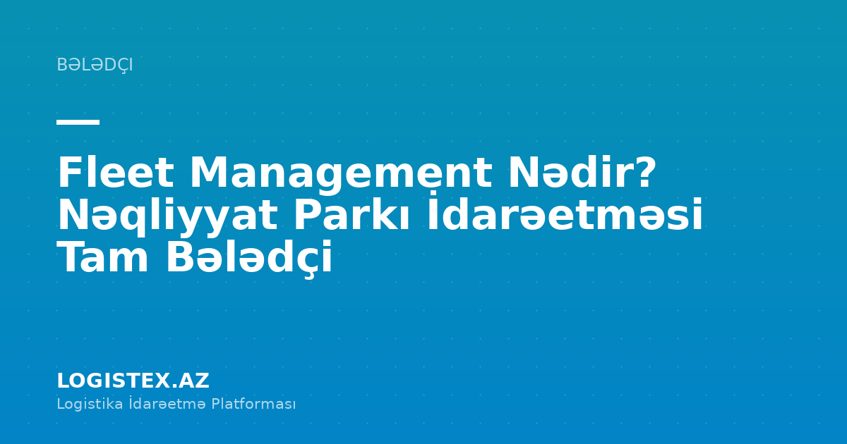 Что такое Fleet Management? Управление автопарком — полное руководство — Logistex Blog