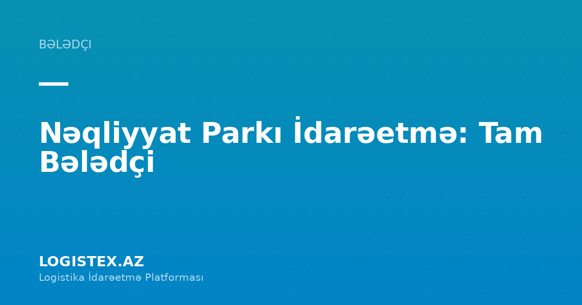 Nəqliyyat Parkı İdarəetmə: Tam Bələdçi — Logistex Blog